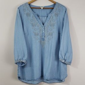 Sonoma Embroidered Chambray Denim Shirt